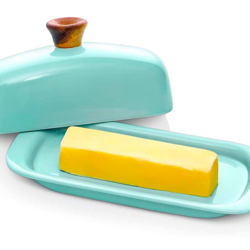 DOWAN Turquoise Farmhouse Style Porcelin Butter Dish with Lid